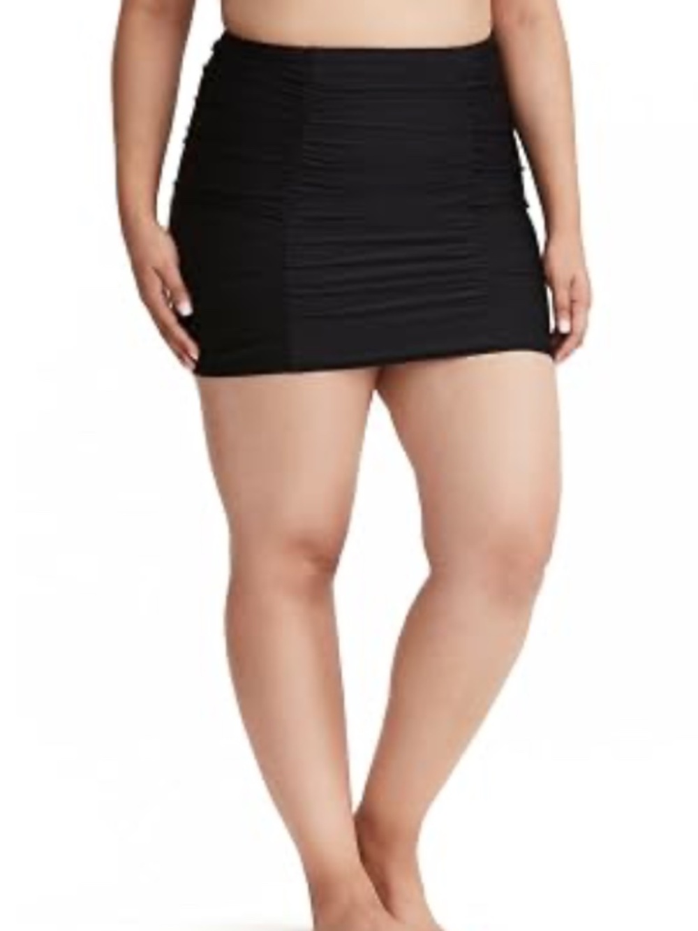 Torrid Hi Waist Ruched Skirt Swim Bottom Sz 4 Black